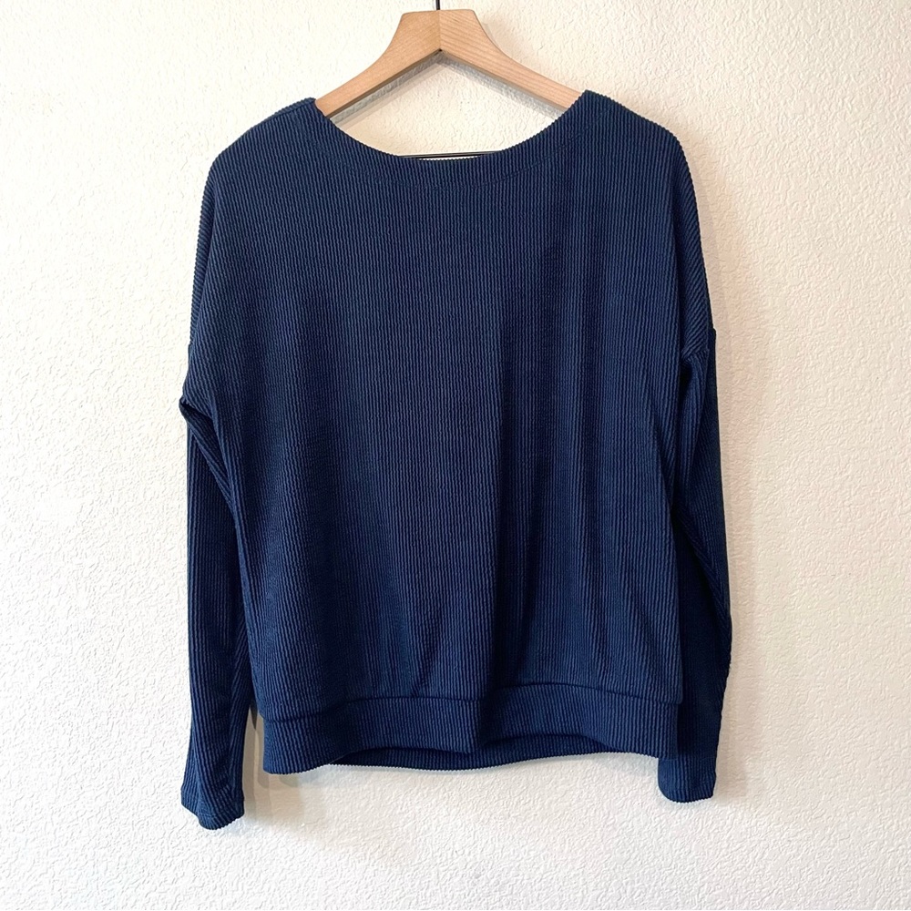 Maeve By Anthro Kasi Ribbed Draped Back Top View 4